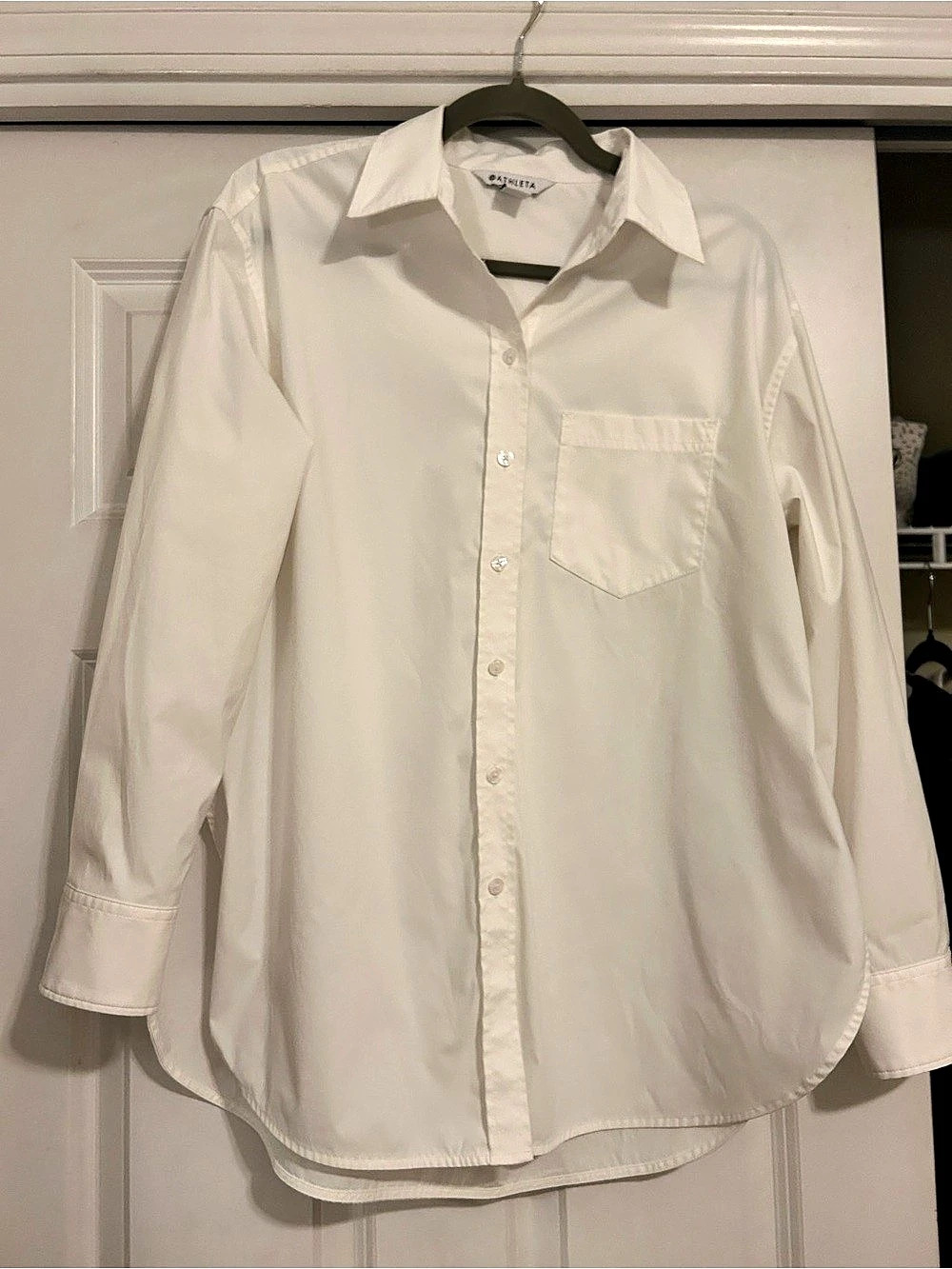 Athleta Midday Relaxed Poplin Shirt White Button Down